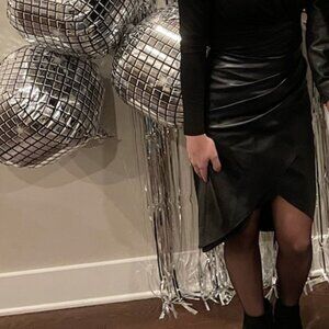 Bailey 44 Faux Wrap Faux Leather Skirt, Black, Size XS